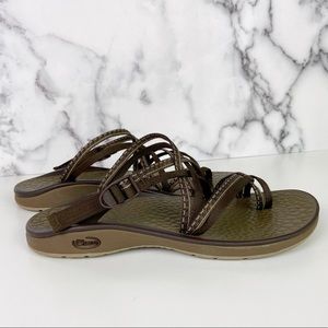 Chaco Stitch Brown Backless Sleet Sandal Slides